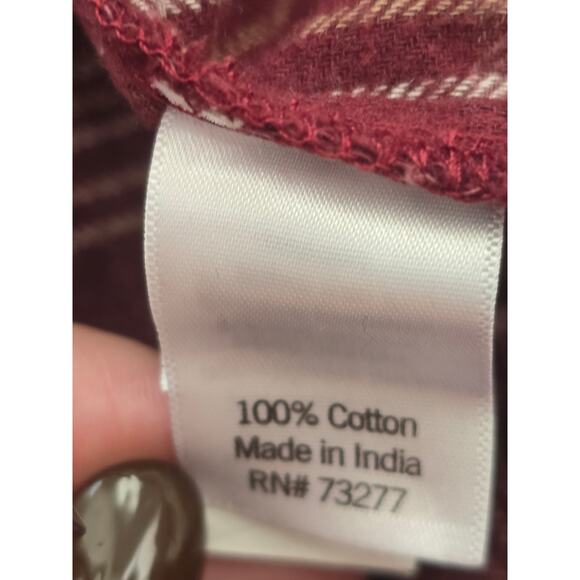 Sonoma Burgundy Plaid Flannel Shirt XL Cotton Fall Layering Essential Grunge - Picture 7 of 7